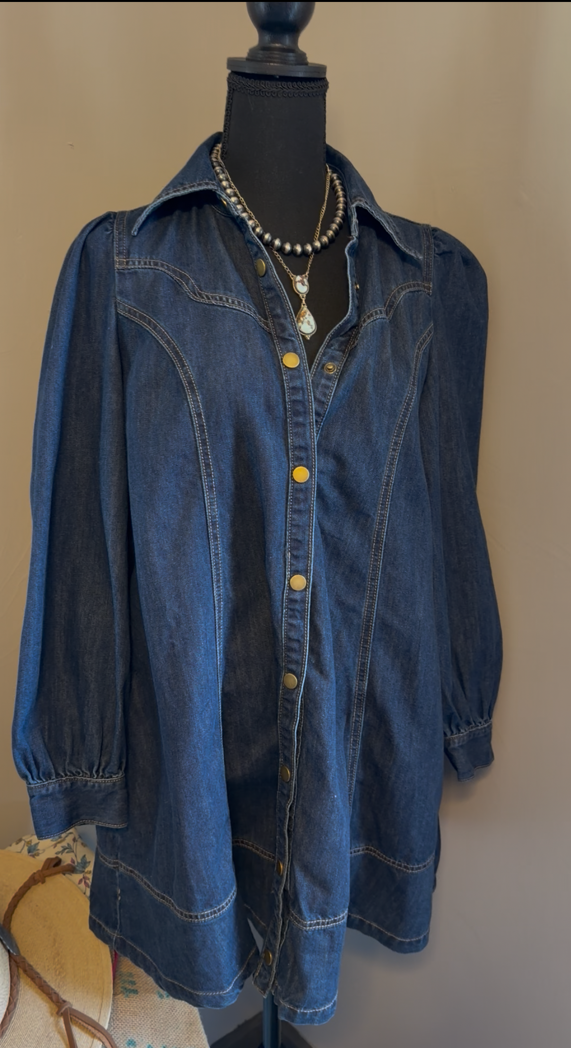 Denim long sleeve western dress