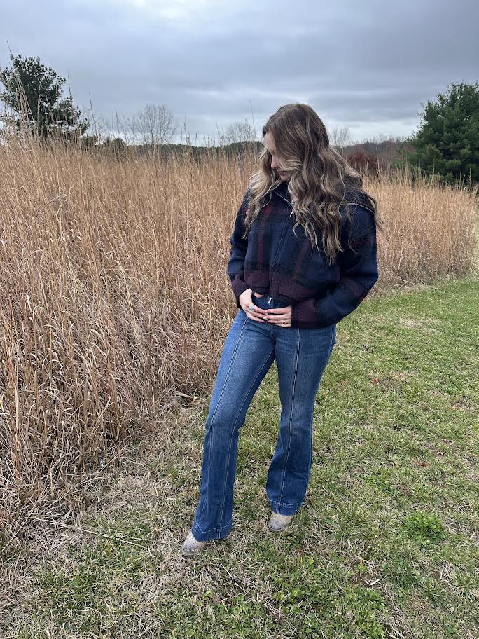 Plain wool blend jacket zip