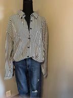 black/white striped dress shirt