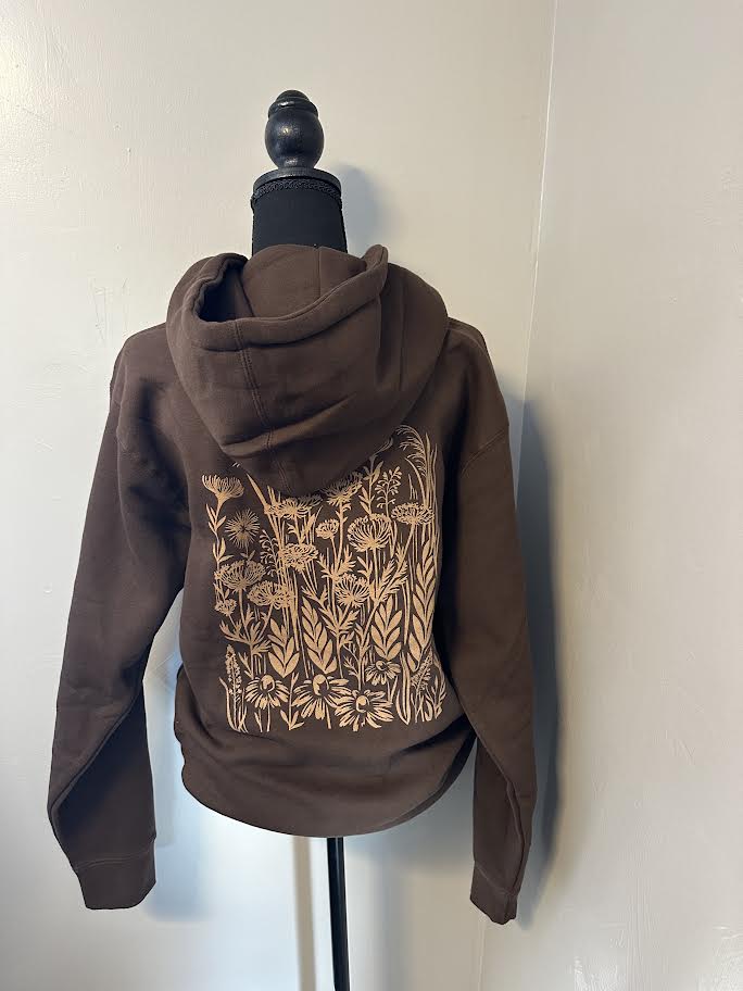 Brown floral hoodie sweatshirt
