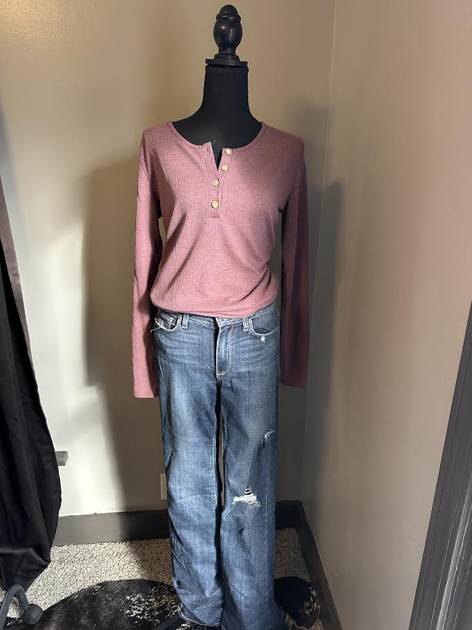 Henley long sleeve, purple