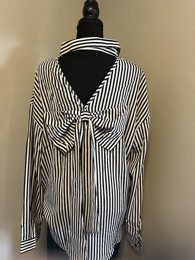 black/white striped dress shirt