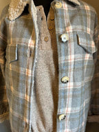 Soft blue plaid jacket with sherpa lining