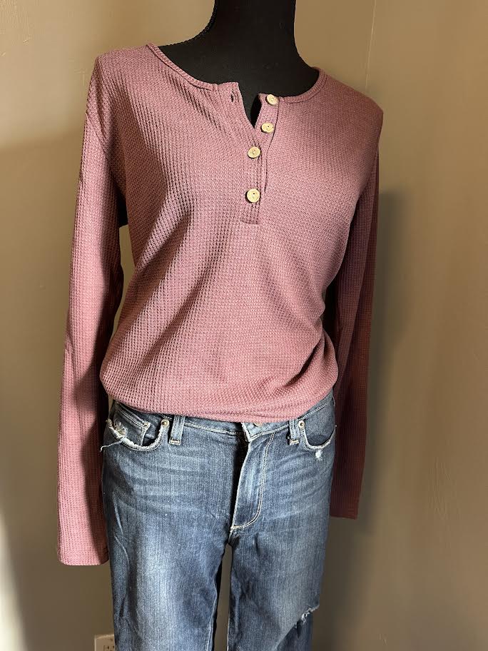 Henley long sleeve, purple