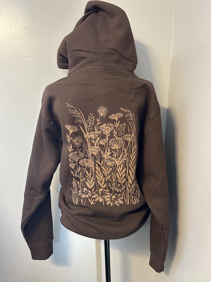 Brown floral hoodie sweatshirt