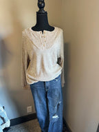 Tan long sleeve with brown button