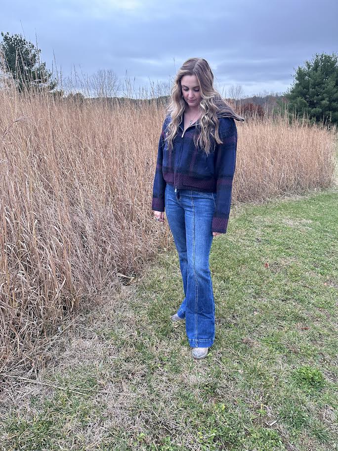 Plain wool blend jacket zip