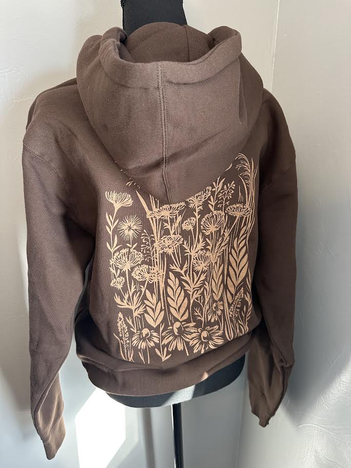 Brown floral hoodie sweatshirt