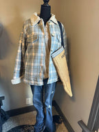 Soft blue plaid jacket with sherpa lining