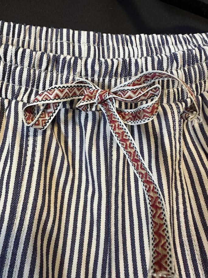 Striped wide leg, drawstring pants