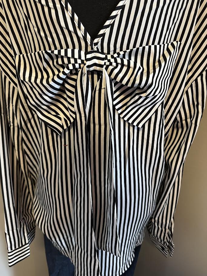 black/white striped dress shirt