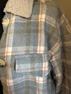 Soft blue plaid jacket with sherpa lining
