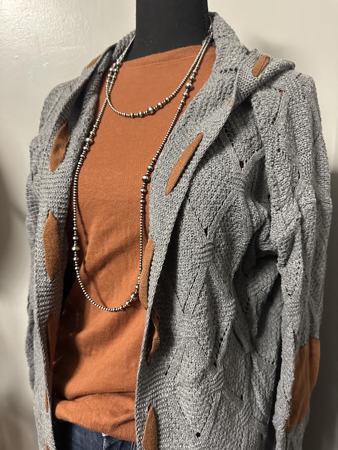 Hooded tan knit sweater