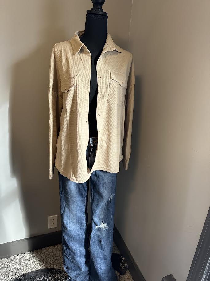 soft waffle knit button jacket