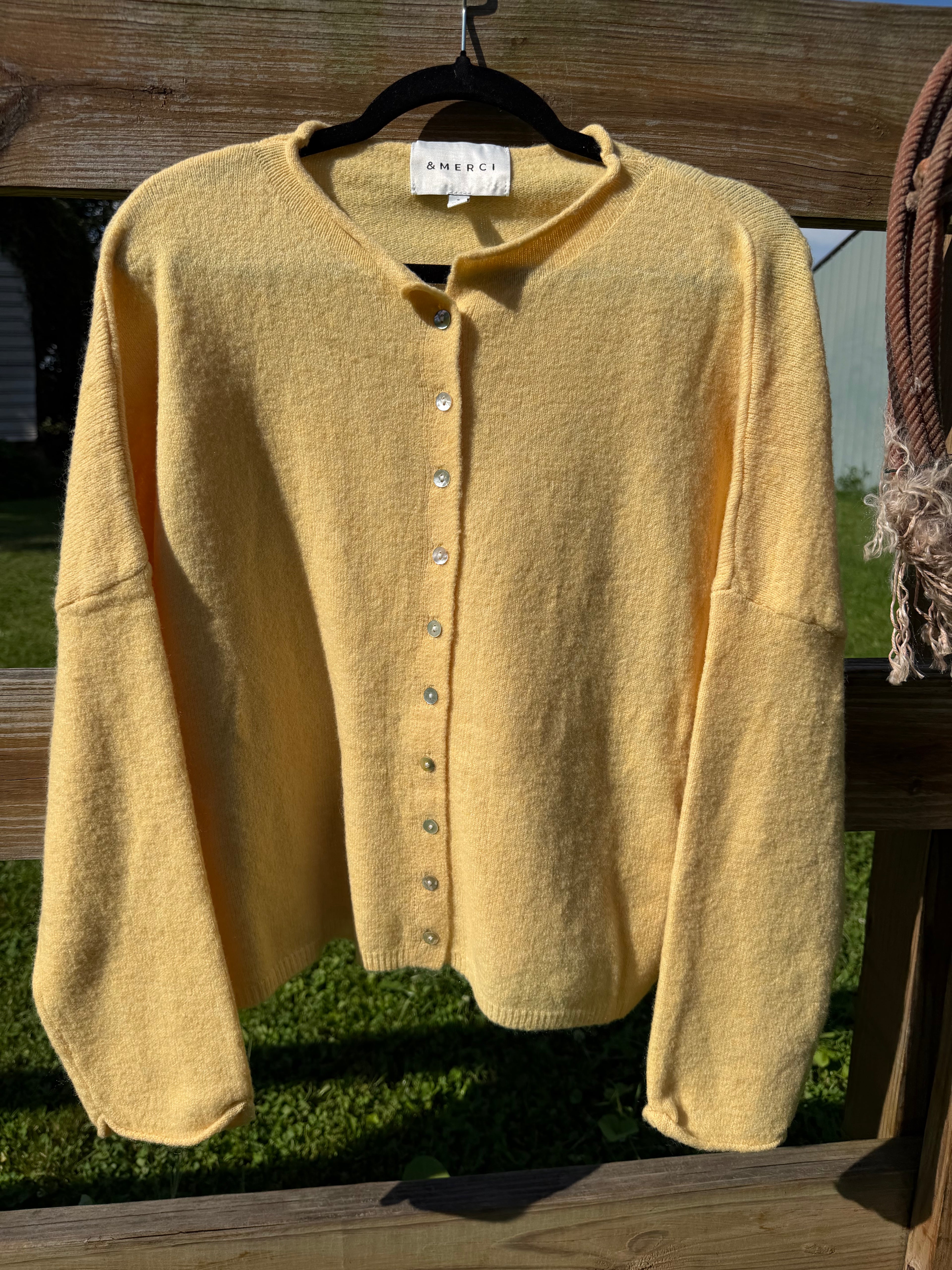 Butter yellow button down cardigan