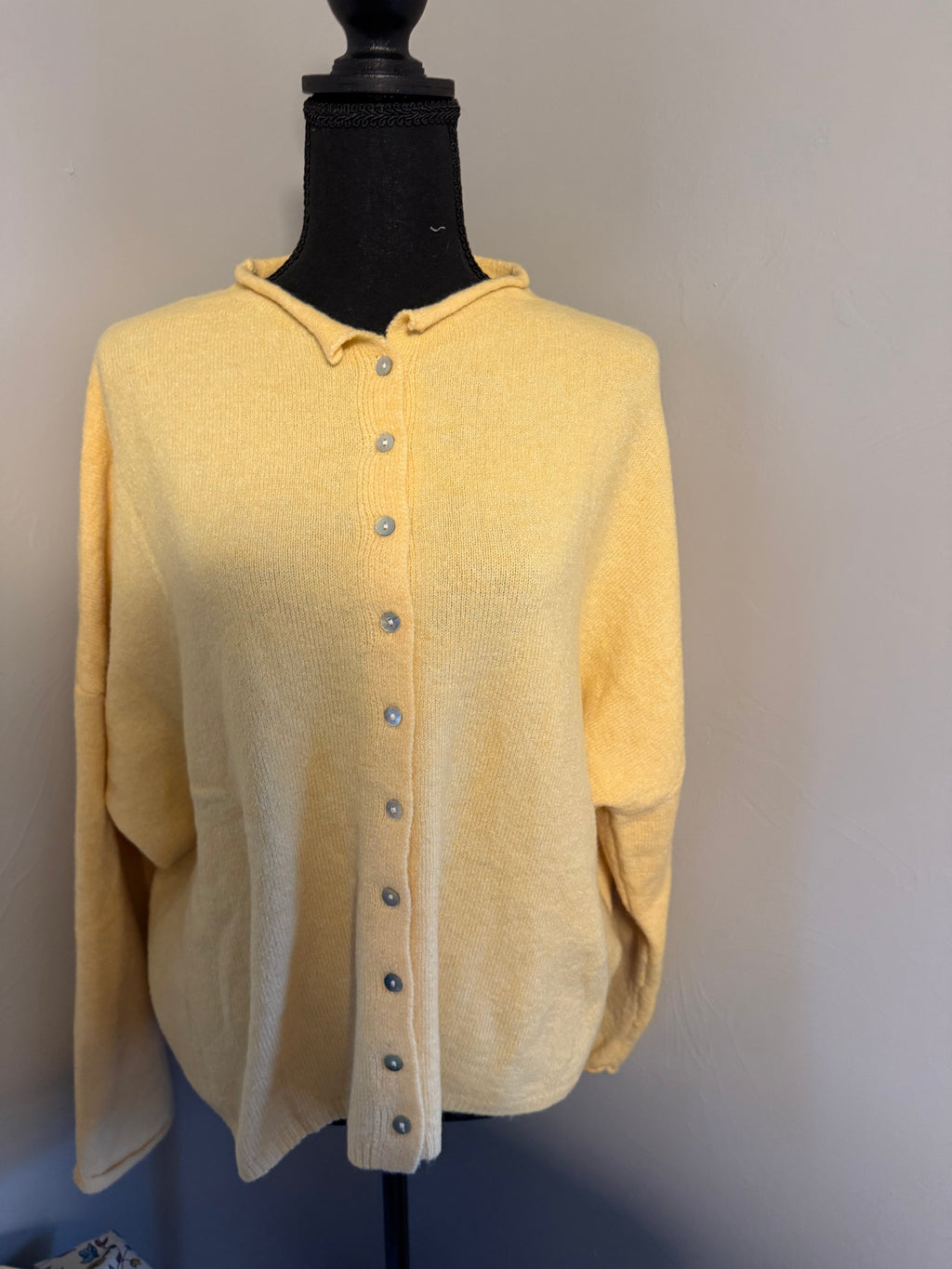 Butter yellow button down cardigan