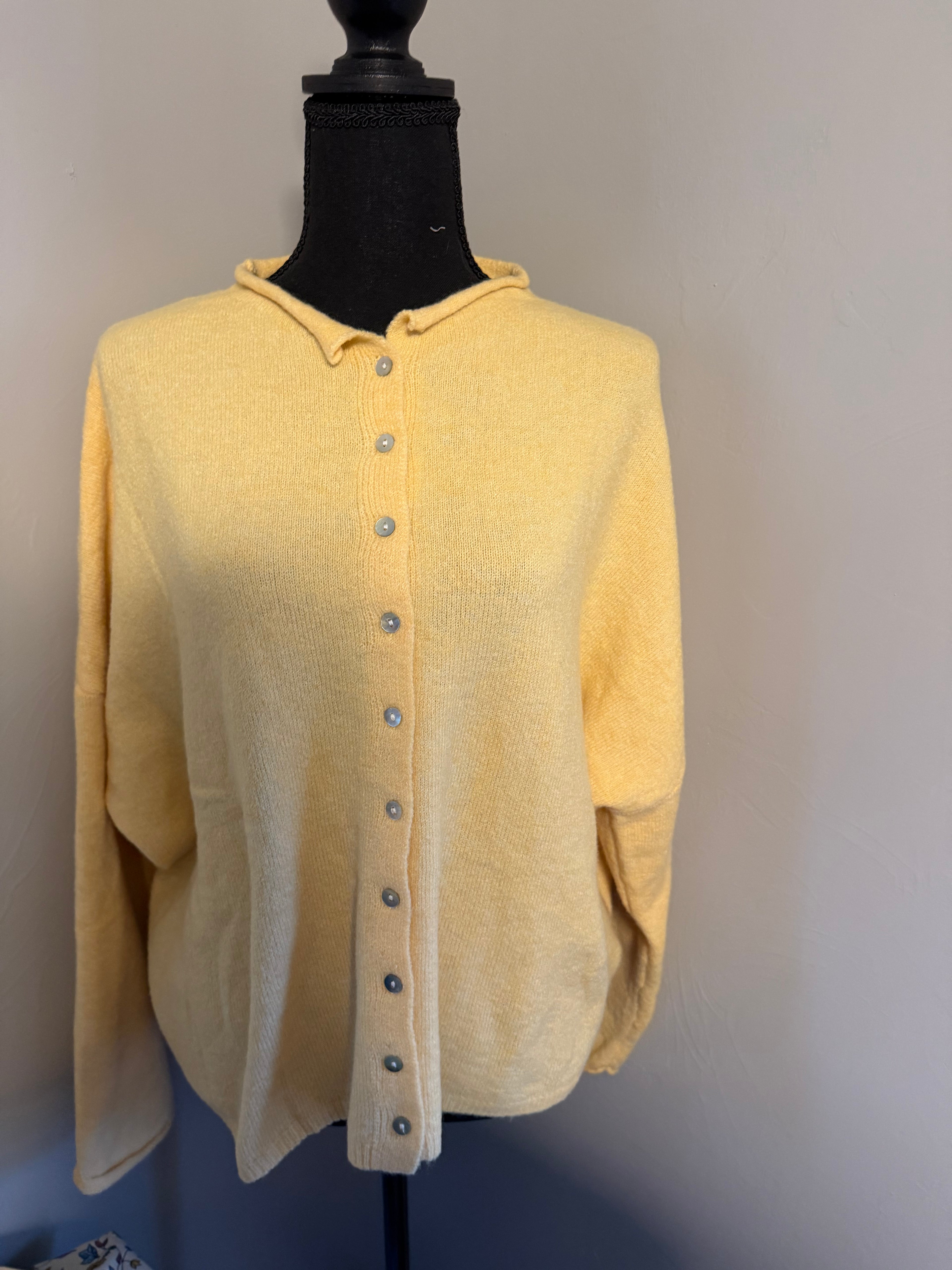 Butter yellow button down cardigan