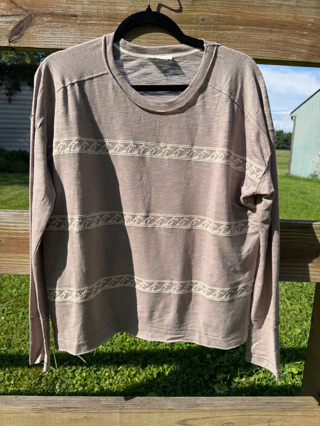 Pale pink lace long sleeve top