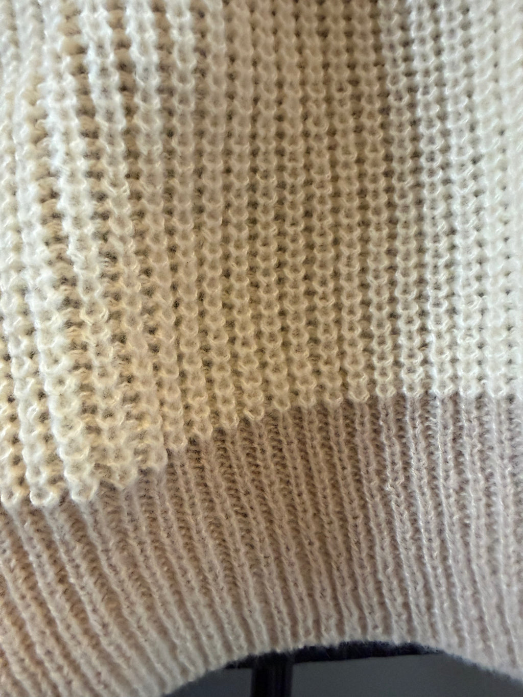 Taupe two toned sweater with denim sleeves