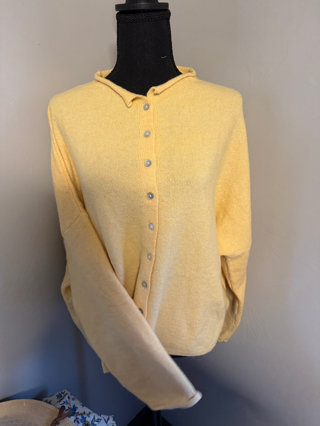 Butter yellow button down cardigan