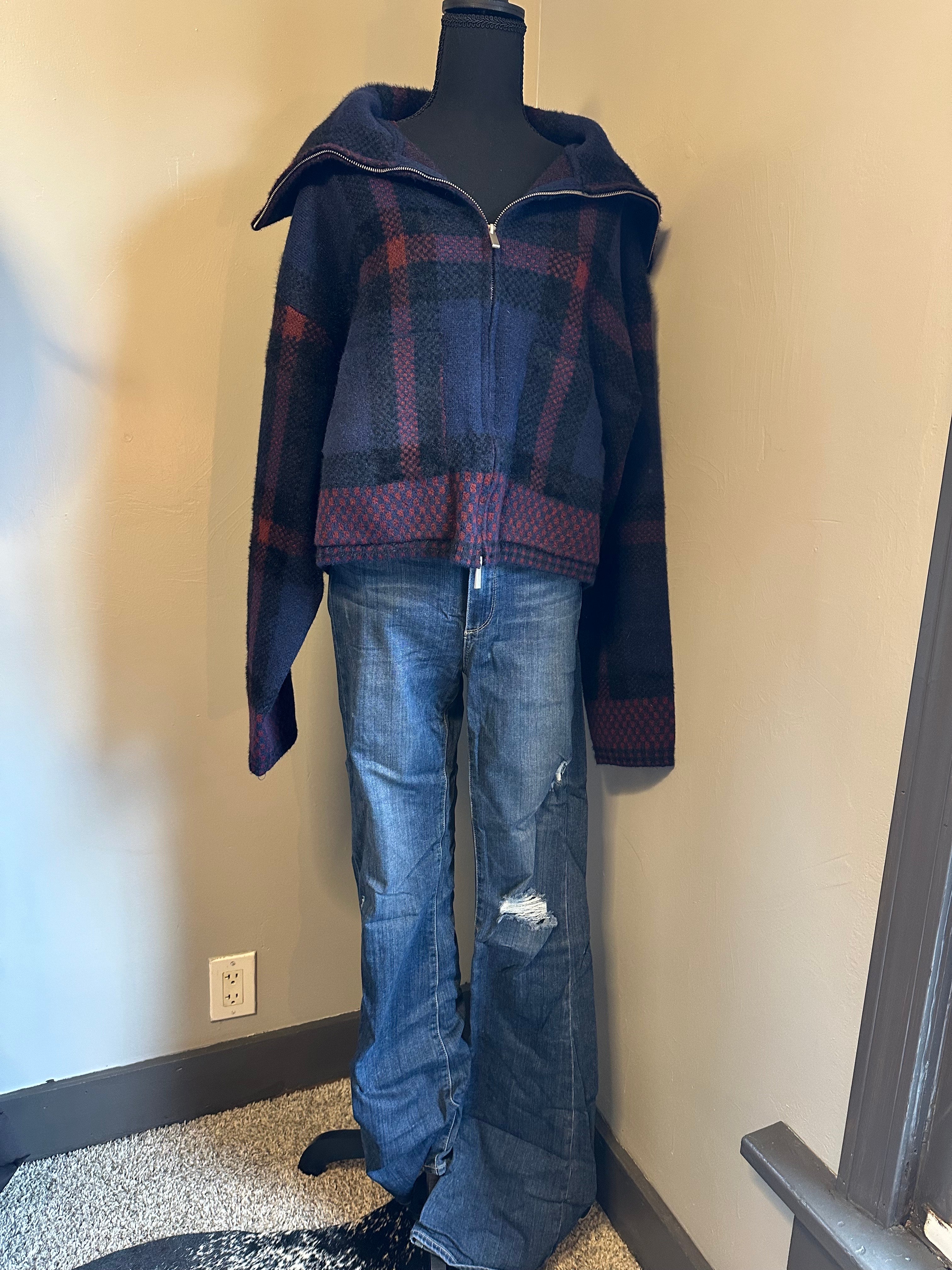 Plain wool blend jacket zip