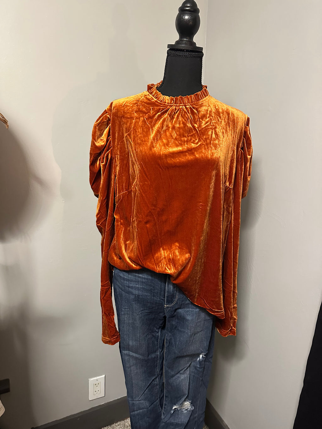 Burnt orange velvet long sleeve