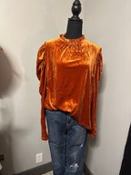 Burnt orange velvet long sleeve
