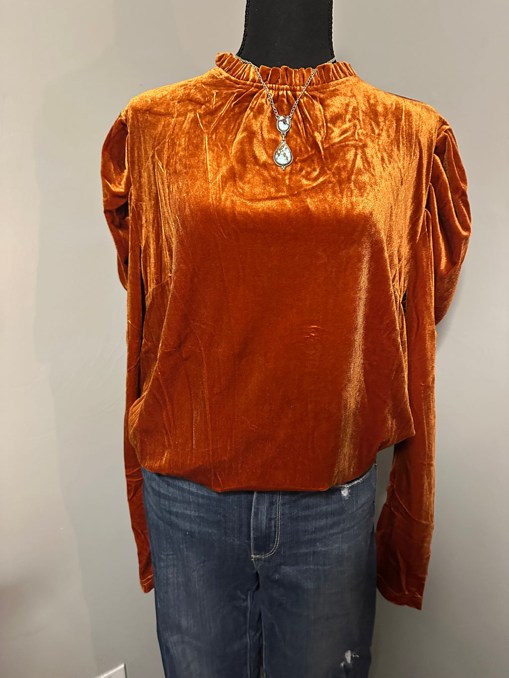 Burnt orange velvet long sleeve