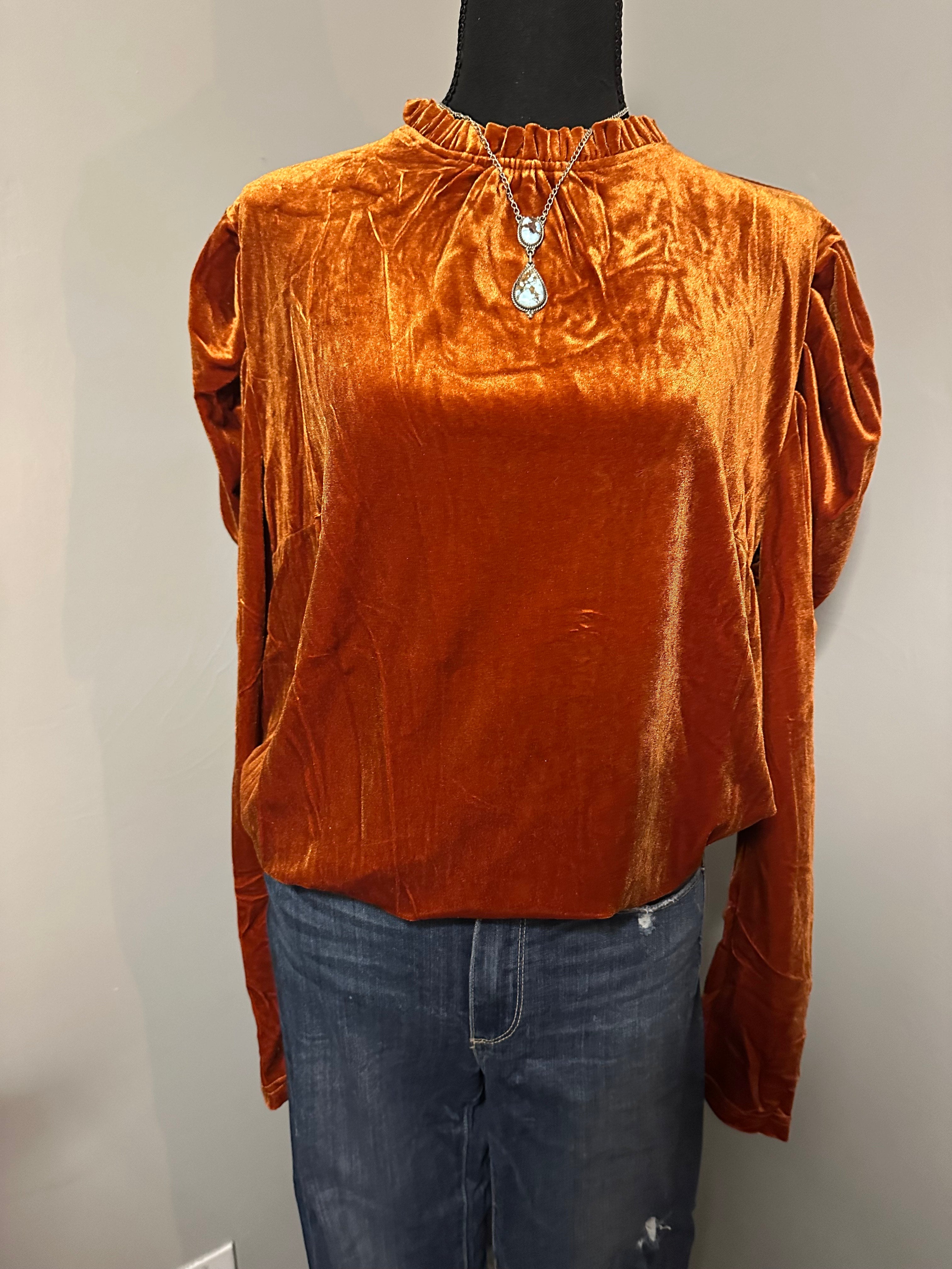 Burnt orange velvet long sleeve
