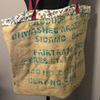 handmade burlap tote bag
